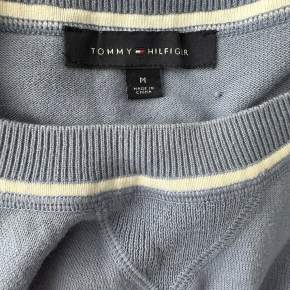 Tommy Hilfiger Womens Lightweight Pullover Sweater Medium Blue Round Hem - Picture 7 of 9
